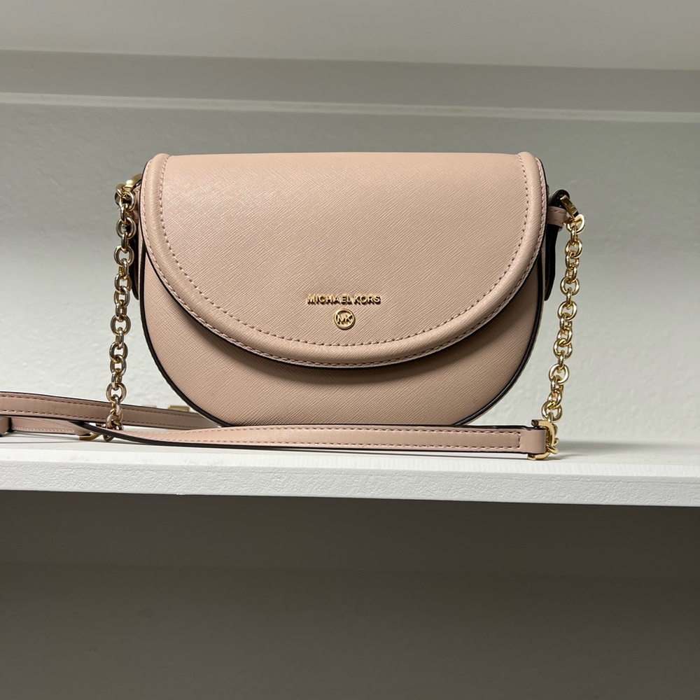 Michael Kors Pink and Gold Crossbody Bag with Chain Strap